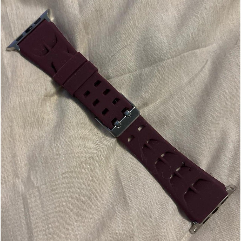 NEW Breathable Burgundy Silicone Buckled Band for Apple Watch 42mm/44mm/45mm
